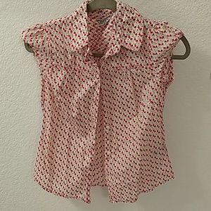 American eagle floral print button up shirt sz 0